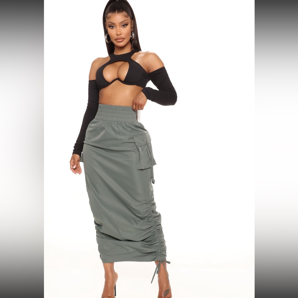 Fashionova woman maxi skirt Size L Color:Olive